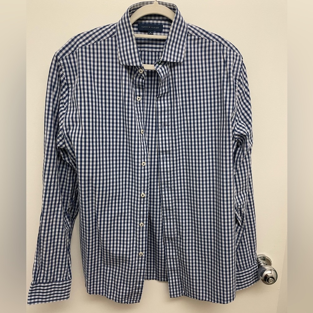 Checkered men’s button up dress shirt